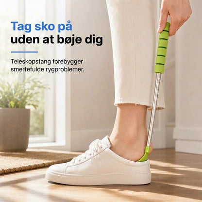 OmniLiving™ Teleskopisk Skohorn i Rustfrit Stål m. Langt Skaft | Ergonomisk Hjælp til Sko