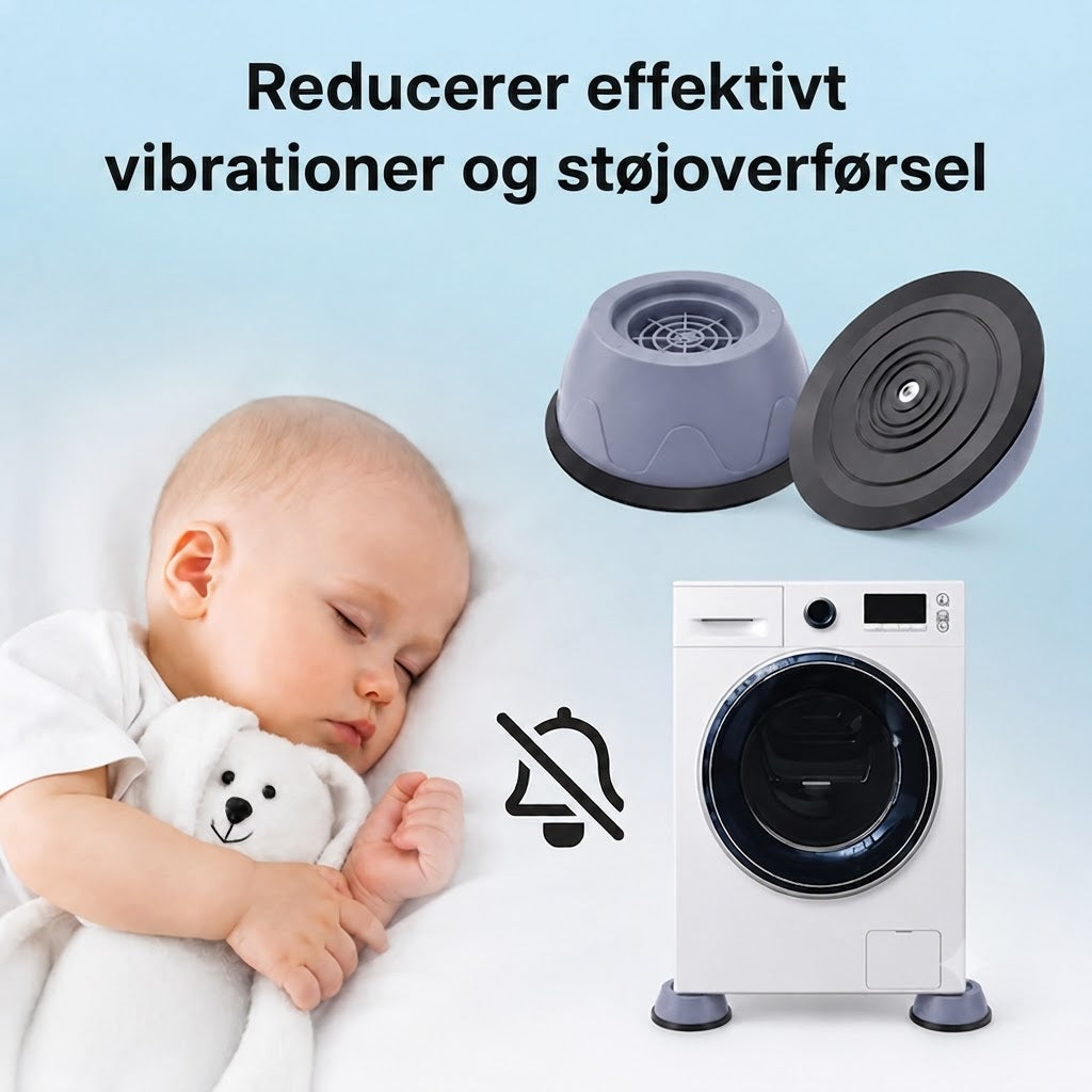 VeloPack™ Antivibrationsfødder til Vaskemaskine | Støjreducerende & Skridfaste Gummipuder