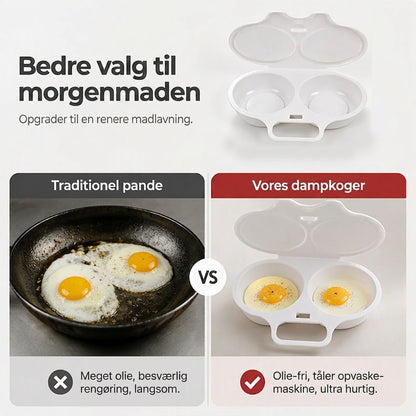 OmniLiving™ Smart Mikroovn Æggekoger med Låg | Perfekt Pocheret Æg på 45 Sekunder
