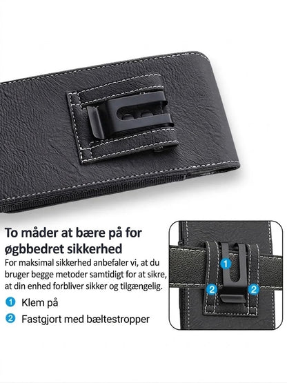 LuxeModa™ Læder Bælteetui til Mobil | Universal Taske med Kortholder & Flere Rum
