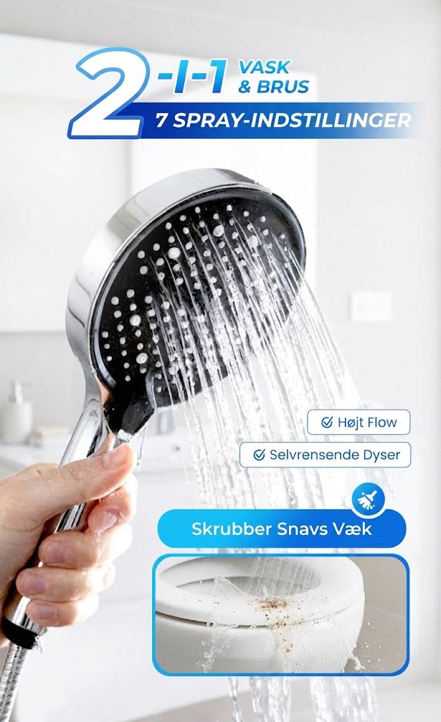 OmniLiving™ Højtryks Regnbruser | +50% Vandtryk & Selvrensende Bruserehoved