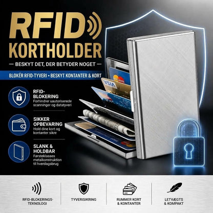 NovaPulse™ RFID Kreditkortholder i Rustfrit Stål | Anti-Tyveri Kortholder med Flere Rum