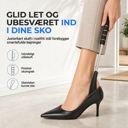 OmniLiving™ Teleskopisk Skohorn i Rustfrit Stål m. Langt Skaft | Ergonomisk Hjælp til Sko