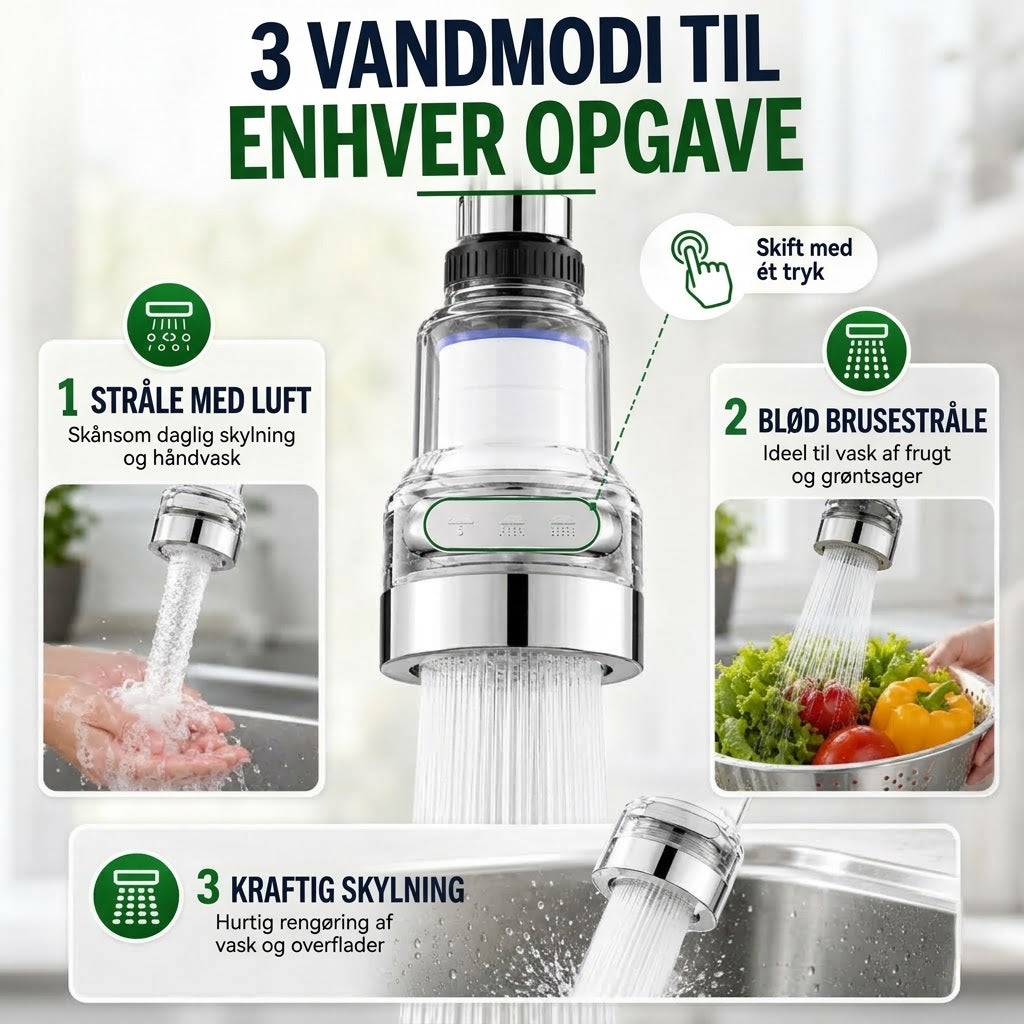 OmniLiving™ Universal Vandhanefilter til Køkken & Badeværelse