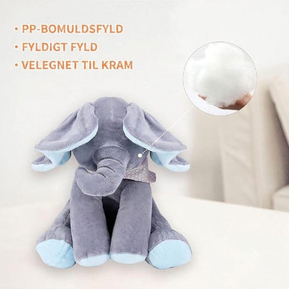 AuraCare™ Interaktiv Syngende Elefant | Titte-Bø Bamse med Bevægelige Ører til Babyer