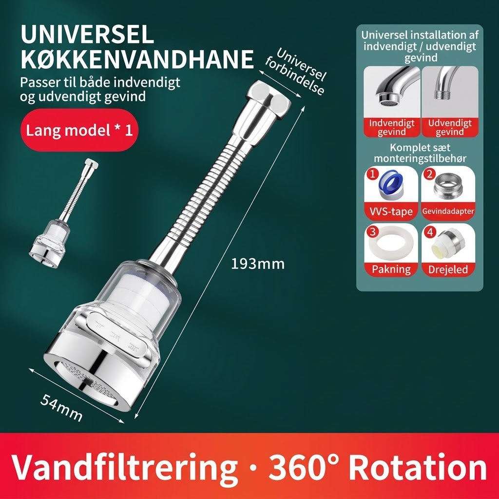 OmniLiving™ Universal Vandhanefilter til Køkken & Badeværelse