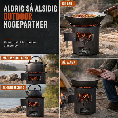 VaraLiving™ Bærbar Multifunktionel Trækulsovn til Camping – Kombineret Grill og Varmeovn til Udendørs Brug