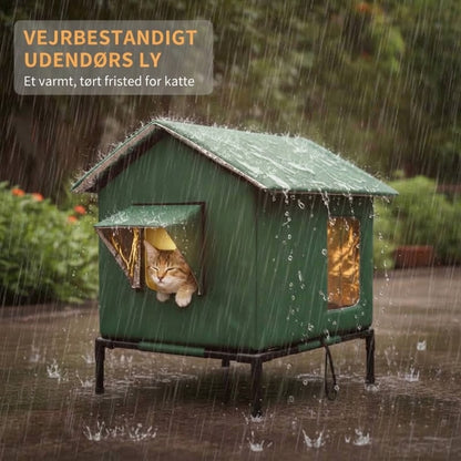 OmniLiving™ Hævet Udendørs Kattehus | Vandtæt, Isoleret & Vejrbestandigt