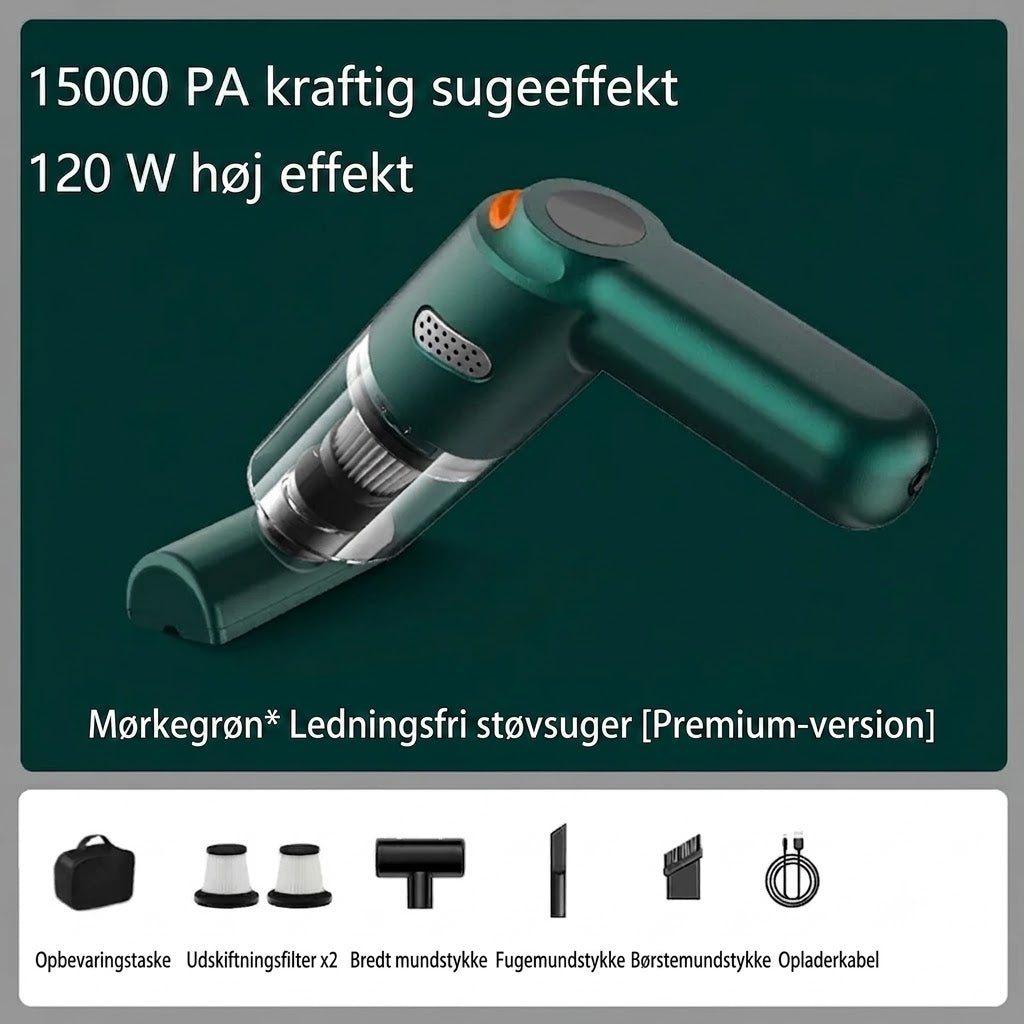 Kraftfuld Ledningsfri Bilstøvsuger | Kompakt & Høj Sugeevne