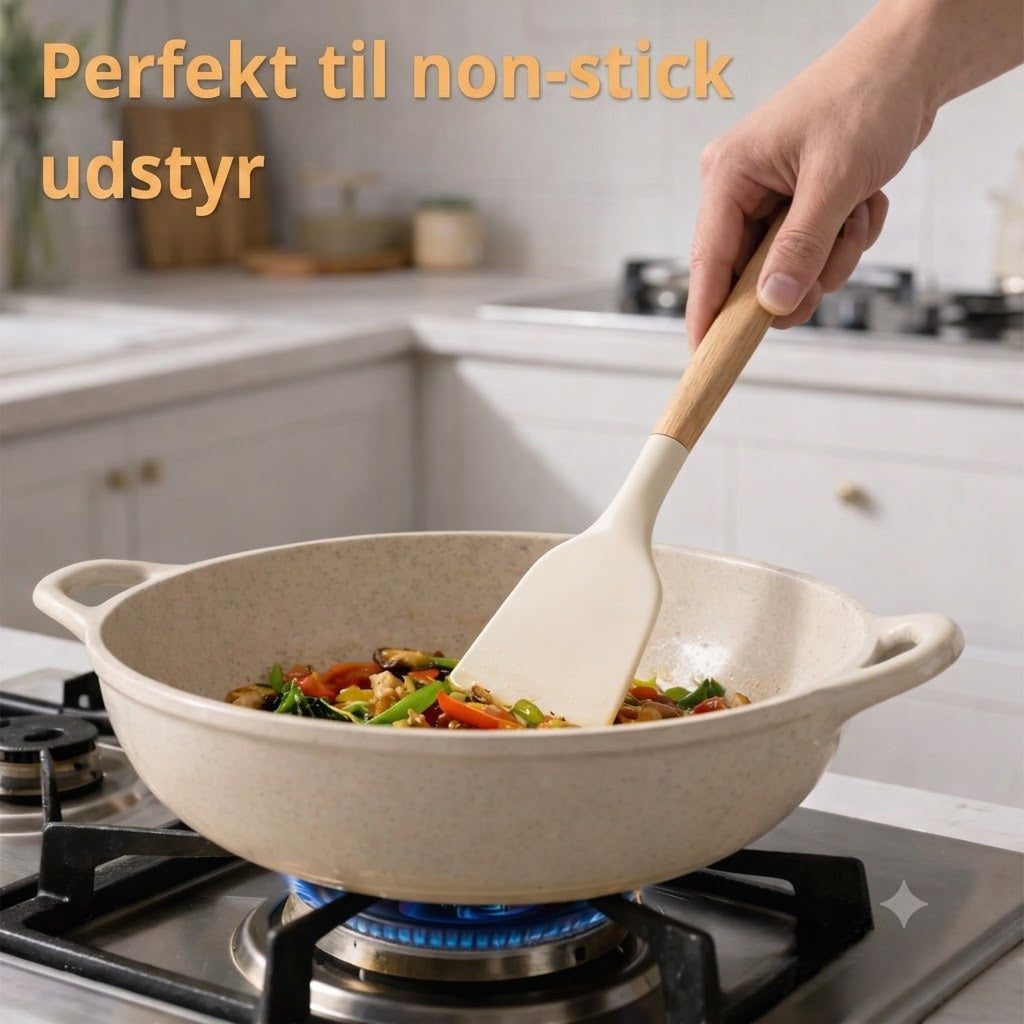 ChefEase™ 12 Deles Silikone Køkkenredskabs Sæt med Træhåndtag