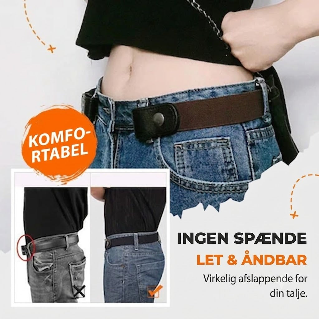 [KØB 1 FÅ 1 GRATIS] GlideFlex™ Spændeløst Usynligt Elastisk Bælte | Komfortabelt Bælte Uden Spænde