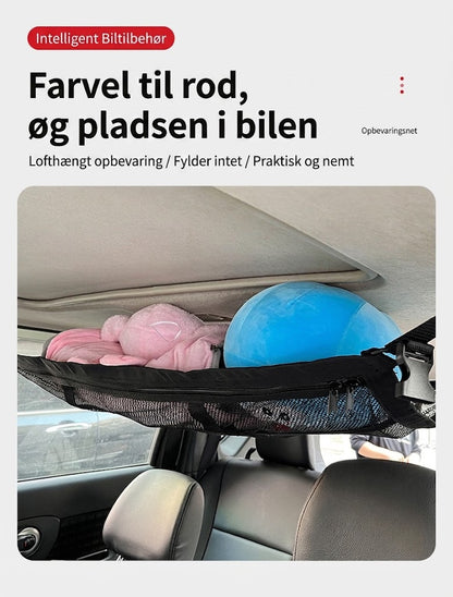 SilkEase™ Lofthængt Opbevaringsnet til Bil | Dobbeltsidet Net med Lynlås til Biltag