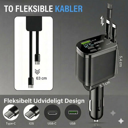 Opgraderet 5-i-1 Biloplader med Udtrækkelige Kabler & Stjernehimmeleffekt