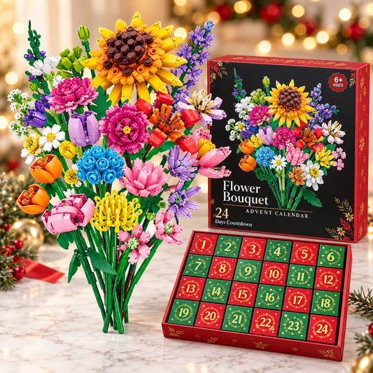 VaraLiving™ FlowerAdvent Julekalender – 24 Dages Kreativ DIY Blomster Byggesæt og Nedtællingskalender til Jul