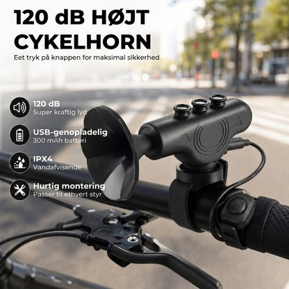 NovaPulse™ 120 dB Elektrisk Cykelhorn med USB | Vandtæt & Genopladelig Ringeklokke