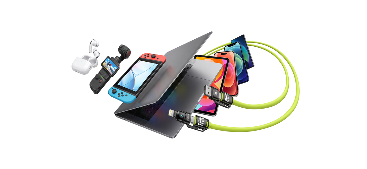 FISHING™ 240W Multi-Opladningskabel | USB-C & Lightning Universal