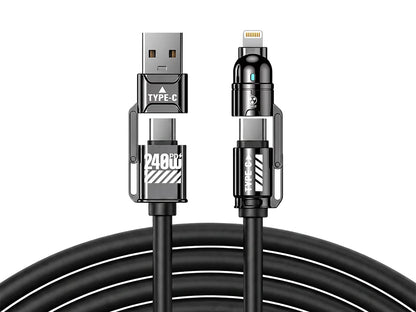 FISHING™ 240W Multi-Opladningskabel | USB-C & Lightning Universal