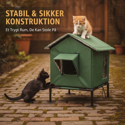 OmniLiving™ Hævet Udendørs Kattehus | Vandtæt, Isoleret & Vejrbestandigt