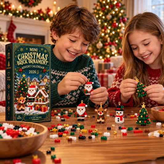 VaraLiving™ 24 Dages DIY Byggeklodser Julekalender – Juletræspynt og Mini Byggesæt til Børn og Voksne