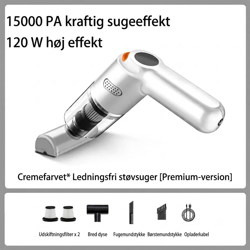 Kraftfuld Ledningsfri Bilstøvsuger | Kompakt & Høj Sugeevne