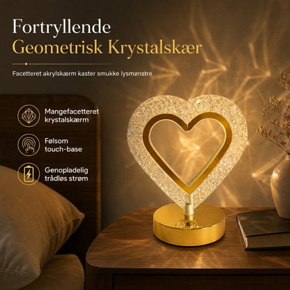 VaraLiving™ Geometrisk Krystal Natlampe med Touch – 3 Lysfarver og Genopladelig USB Stofstemning til Soveværelset