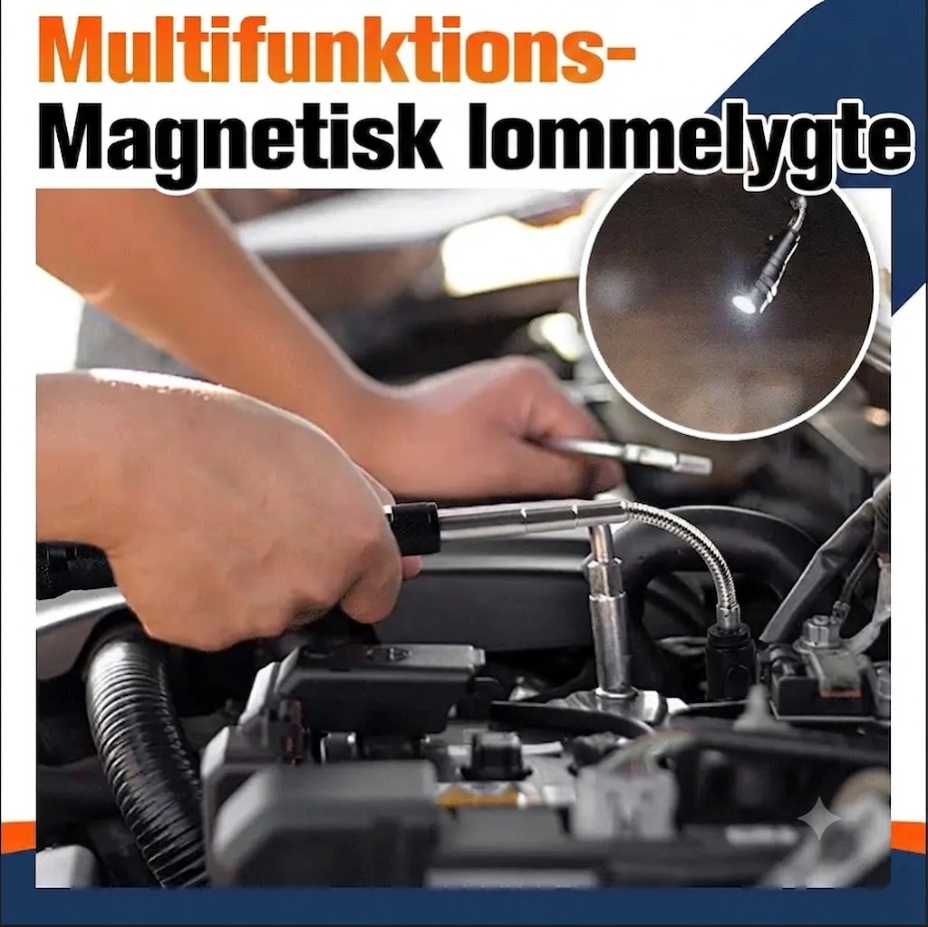 Magnetisk Teleskop-Lommelygte | 360° Svanehals & Super Kraftigt Lys
