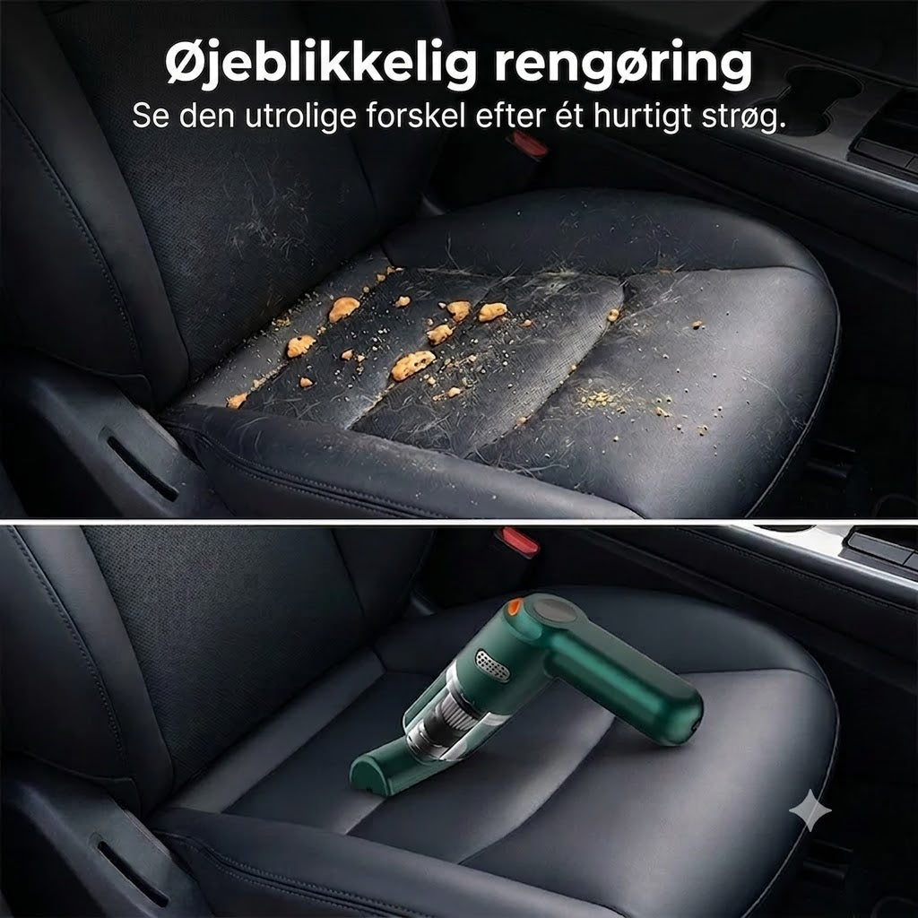 Kraftfuld Ledningsfri Bilstøvsuger | Kompakt & Høj Sugeevne