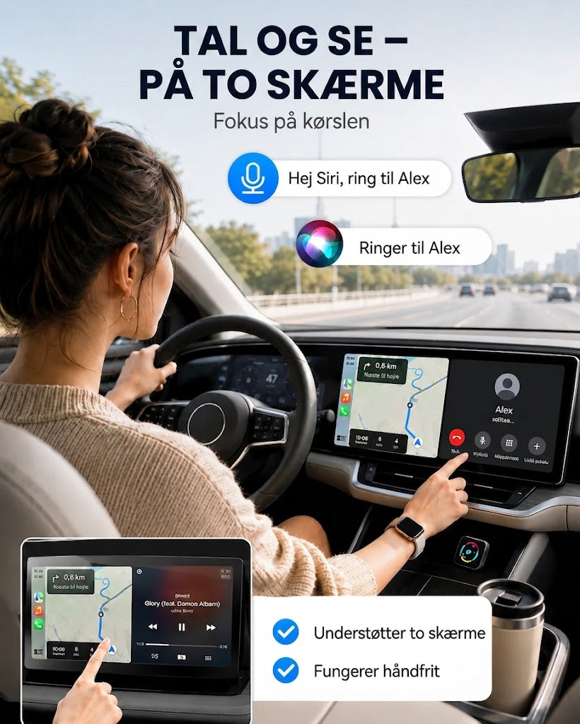 AirLink Drive™ Trådløs Biladapter | Plug & Play til Apple CarPlay & Android Auto