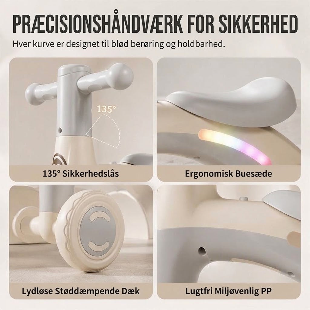 OmniLiving™ 4-Hjulet Balancecykel til Børn | Med Musik & LED-Lys