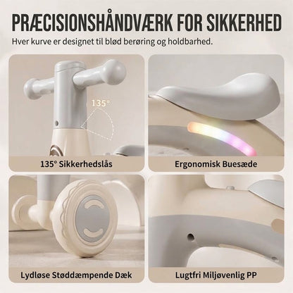 OmniLiving™ 4-Hjulet Balancecykel til Børn | Med Musik & LED-Lys