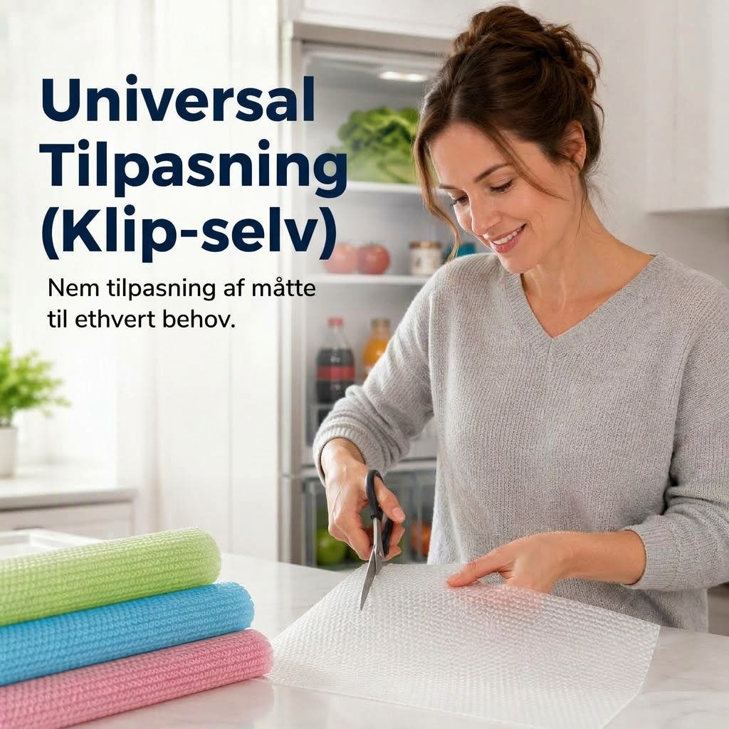 OmniLiving™ Vandtæt Måtte til Køleskab | Skridsikker & Fødevaresikker Hyldebeskyttelse