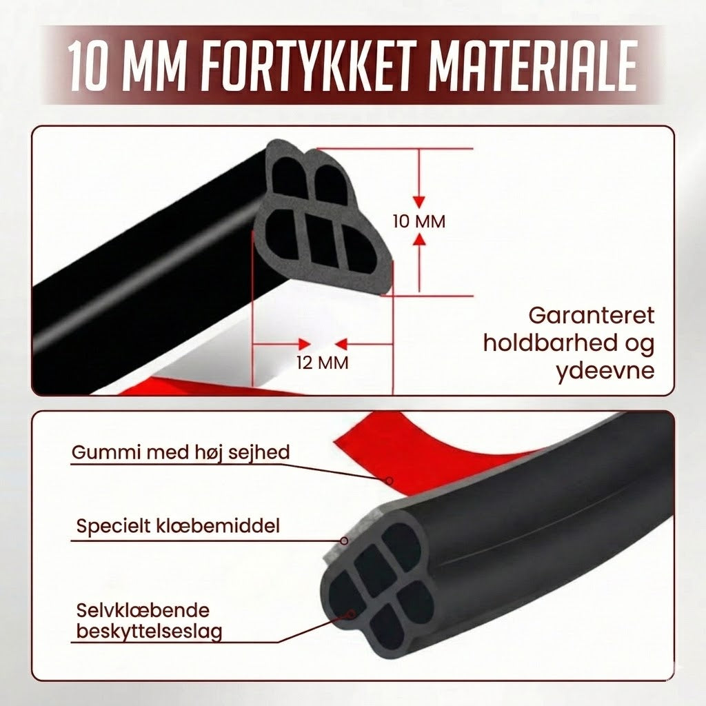 NovaPulse™ Universel Tætningsliste til Bil i EPDM Gummi | Selvklæbende Lydisolering & Støjreduktion