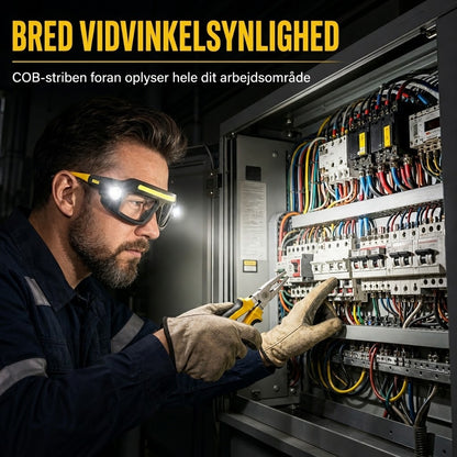 VaraLiving™ Genopladelig LED Brillehovedlampe med 5 Tilstande og Bevægelsessensor – Vandtæt Lys med Sikkerhedsbriller