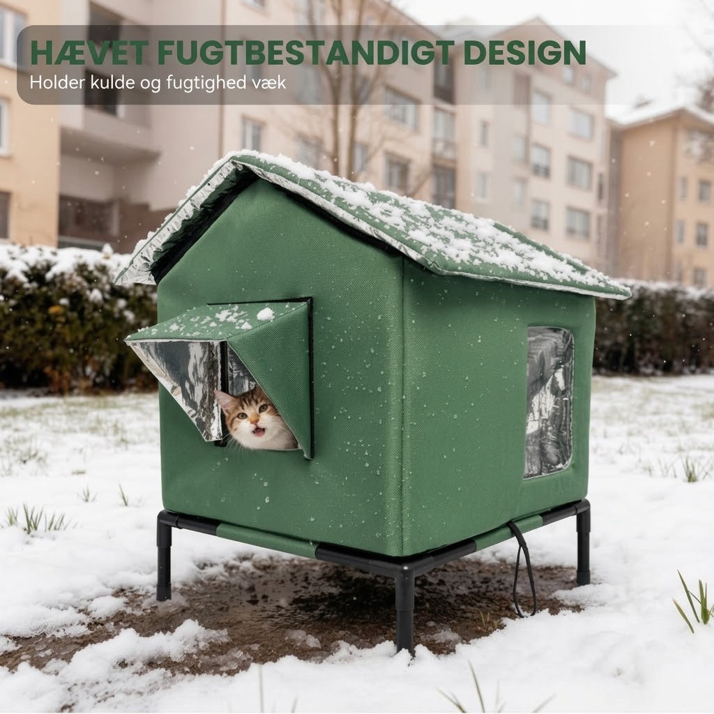 OmniLiving™ Hævet Udendørs Kattehus | Vandtæt, Isoleret & Vejrbestandigt