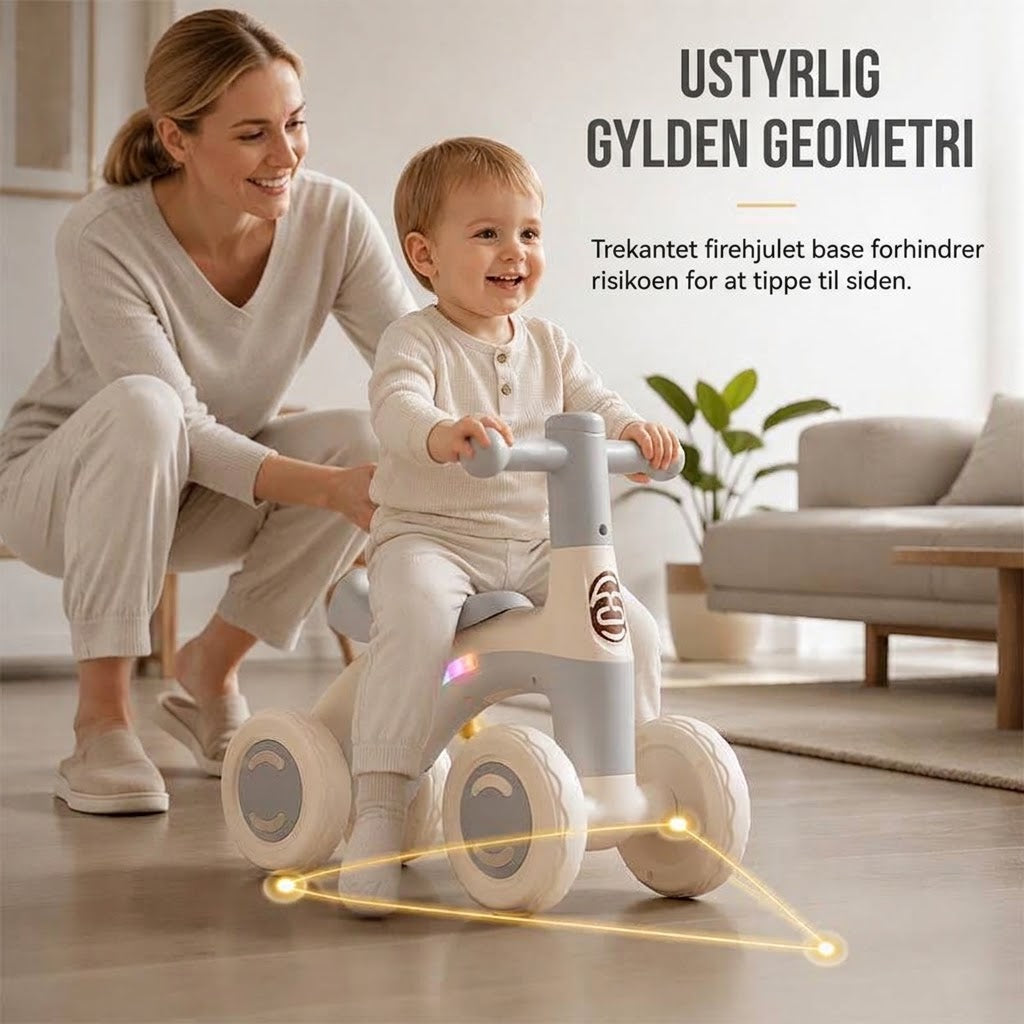 OmniLiving™ 4-Hjulet Balancecykel til Børn | Med Musik & LED-Lys