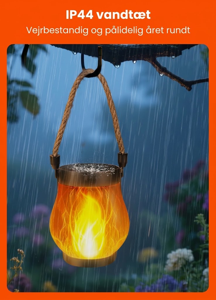 OmniLiving™ Evig Flamme Lanterne | Realistisk LED-Ildeffekt & Hyggeligt Lys