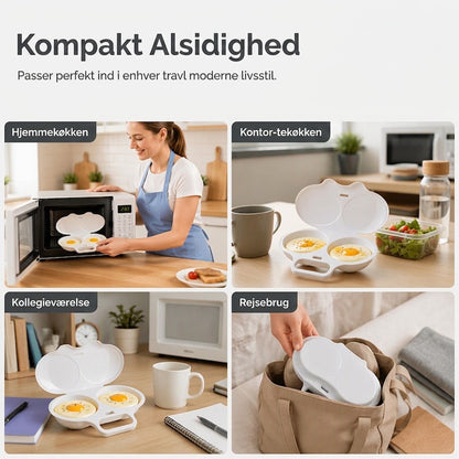 OmniLiving™ Smart Mikroovn Æggekoger med Låg | Perfekt Pocheret Æg på 45 Sekunder