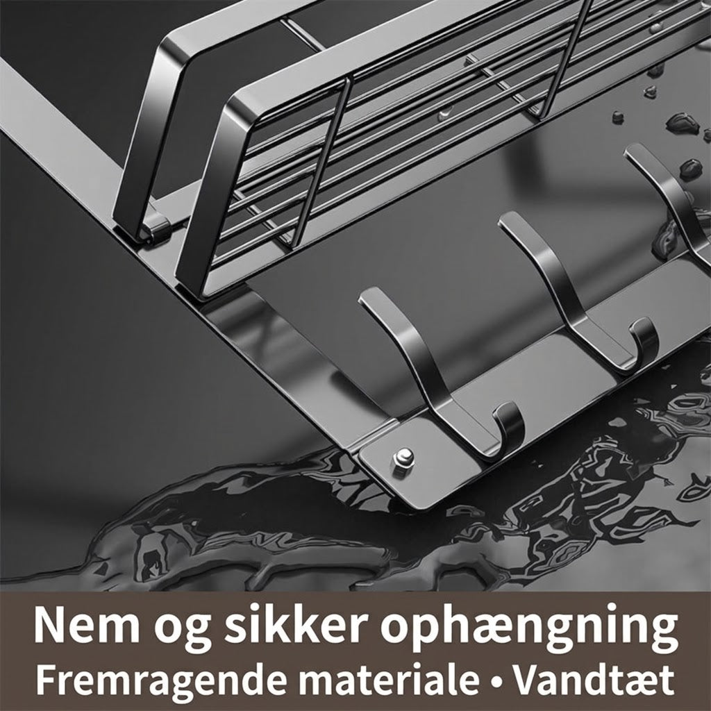 VaraLiving™ Dørreol med Opbevaringskurve og Knager – Borefri Dørhængt Arrangør til Badeværelse, Værelse og Køkken