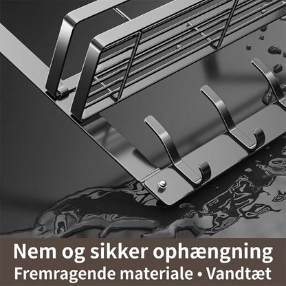 VaraLiving™ Dørreol med Opbevaringskurve og Knager – Borefri Dørhængt Arrangør til Badeværelse, Værelse og Køkken