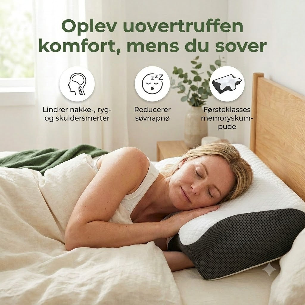 AuraRest™ Ergonomisk Nakkepude Mod Nakke- og Rygsmerter | Cervikal Støttepude til Bedre Søvn