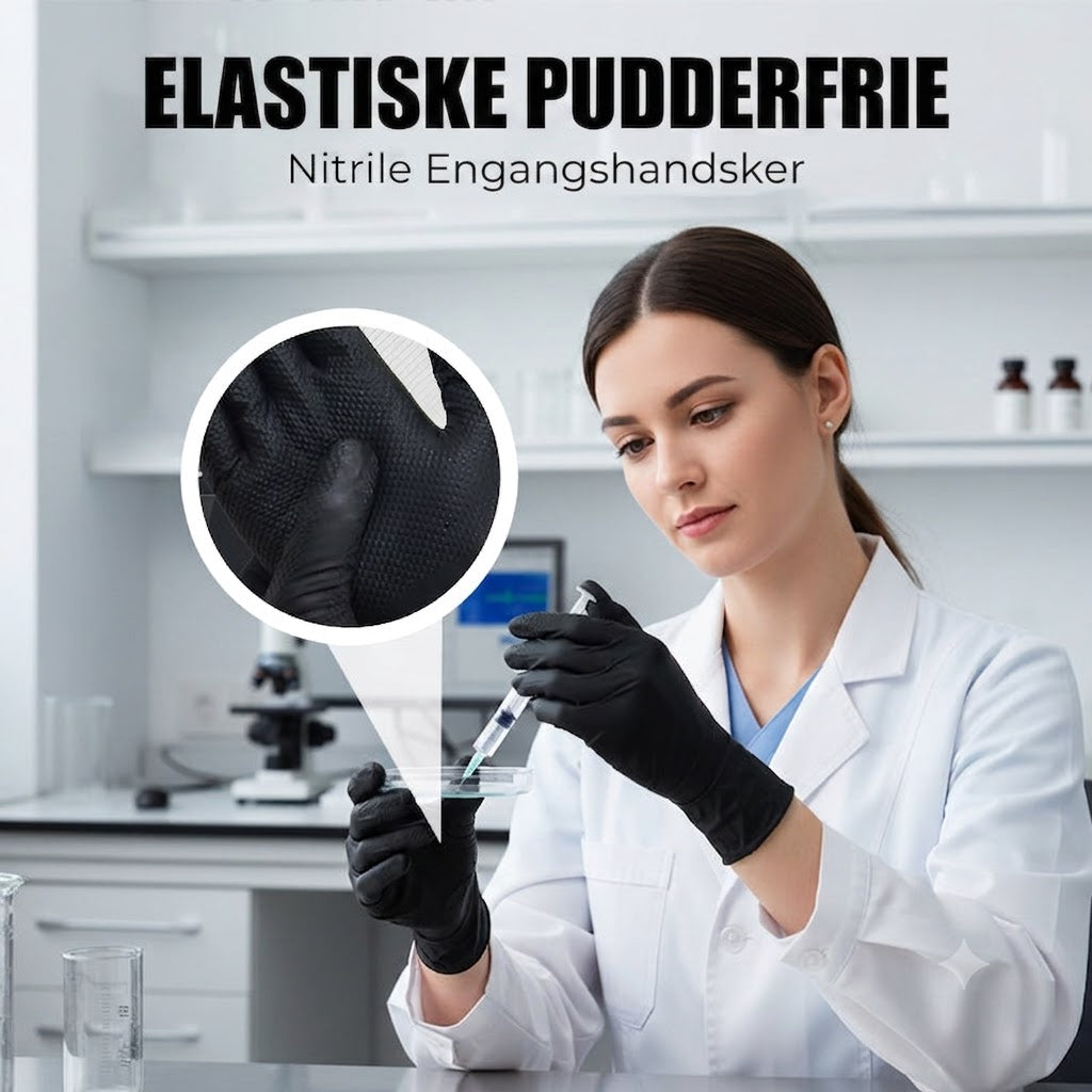 ANBOSON™ Forstærkede Nitrilhandsker | Syre- & Olieresistente Pudderfri Handsker med Ekstra Greb