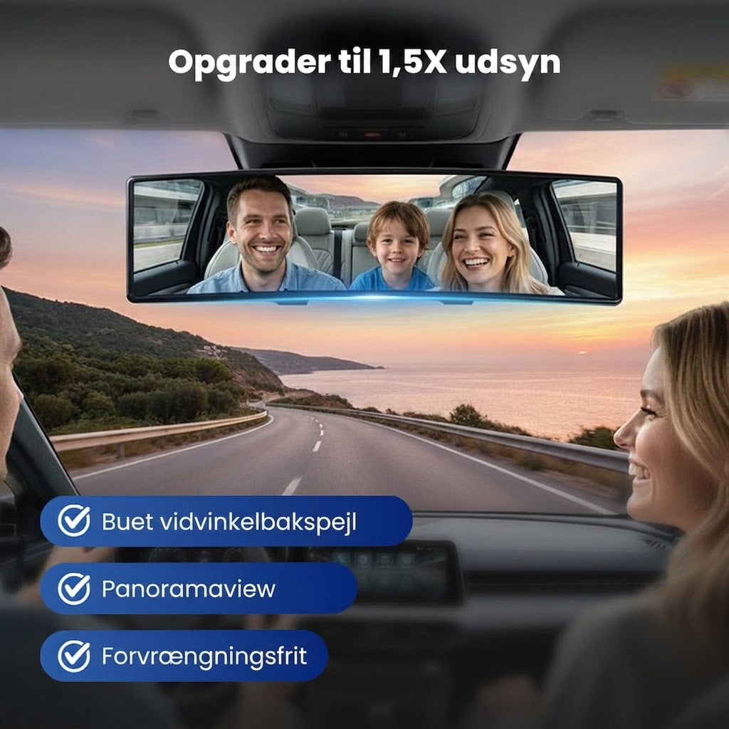 SilkEase™ Vidvinkel Buet Bakspejl til Bil | Panorama Bakspejl mod Blinde Vinkler