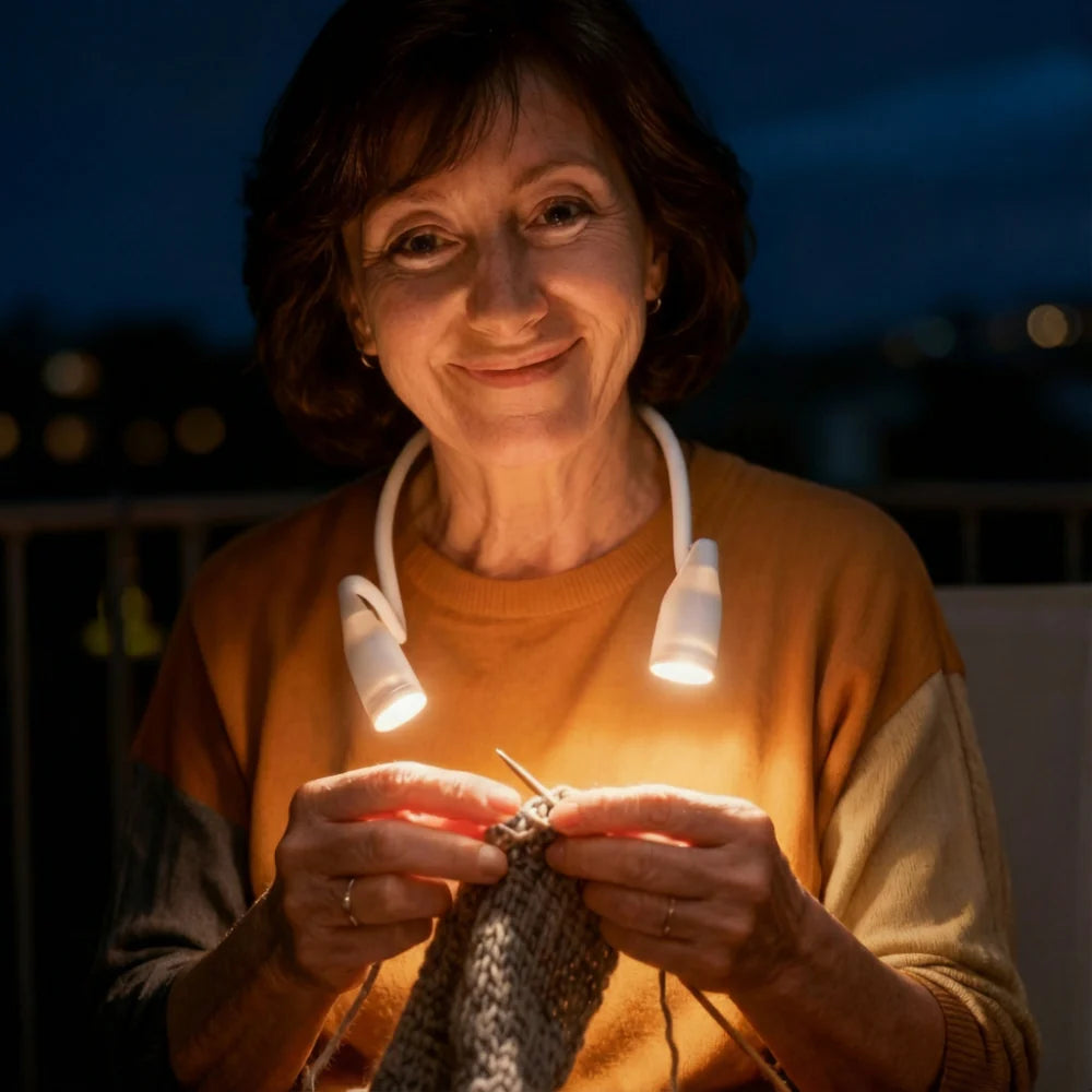 Handsfree LED-Halslampe til Håndarbejde | Genopladelig & 3 Lysindstillinger