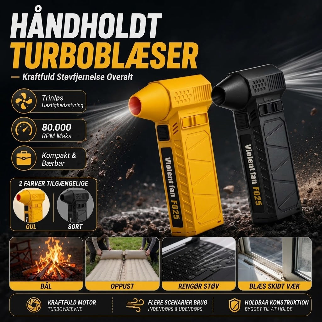 FISHING™ Bærbar Håndholdt Turbo Blæser | Kraftig Luftblæser til Rengøring & Bildekning