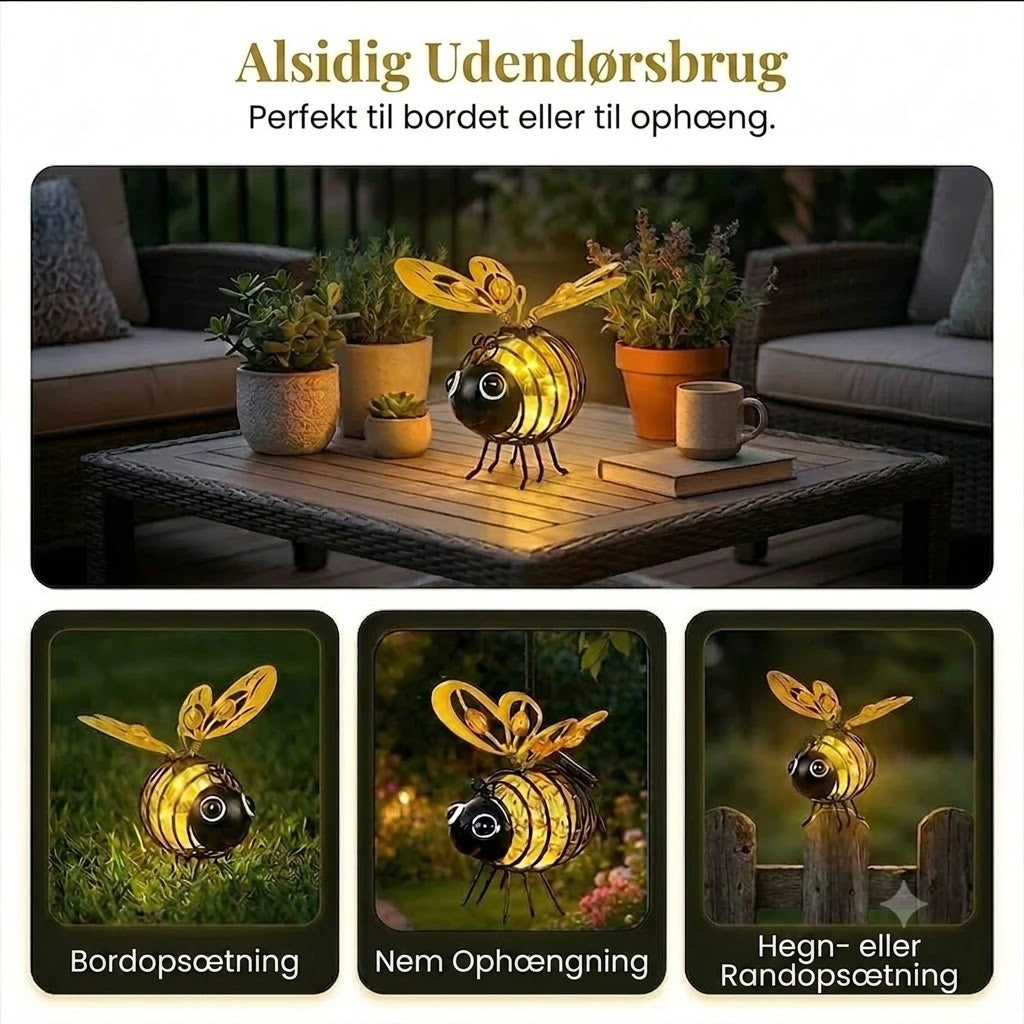 Hængende Solcellelampe med Bier | Hyggelig Havebelysning