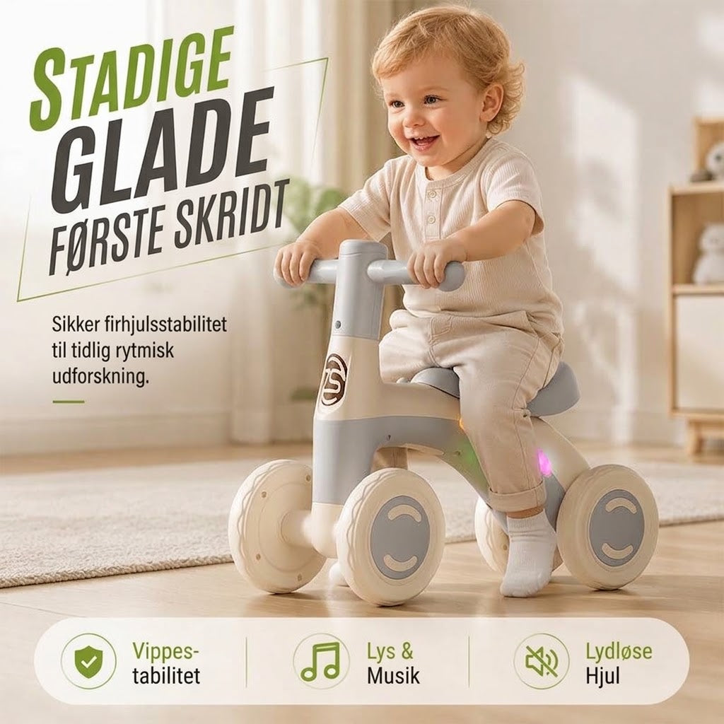 OmniLiving™ 4-Hjulet Balancecykel til Børn | Med Musik & LED-Lys