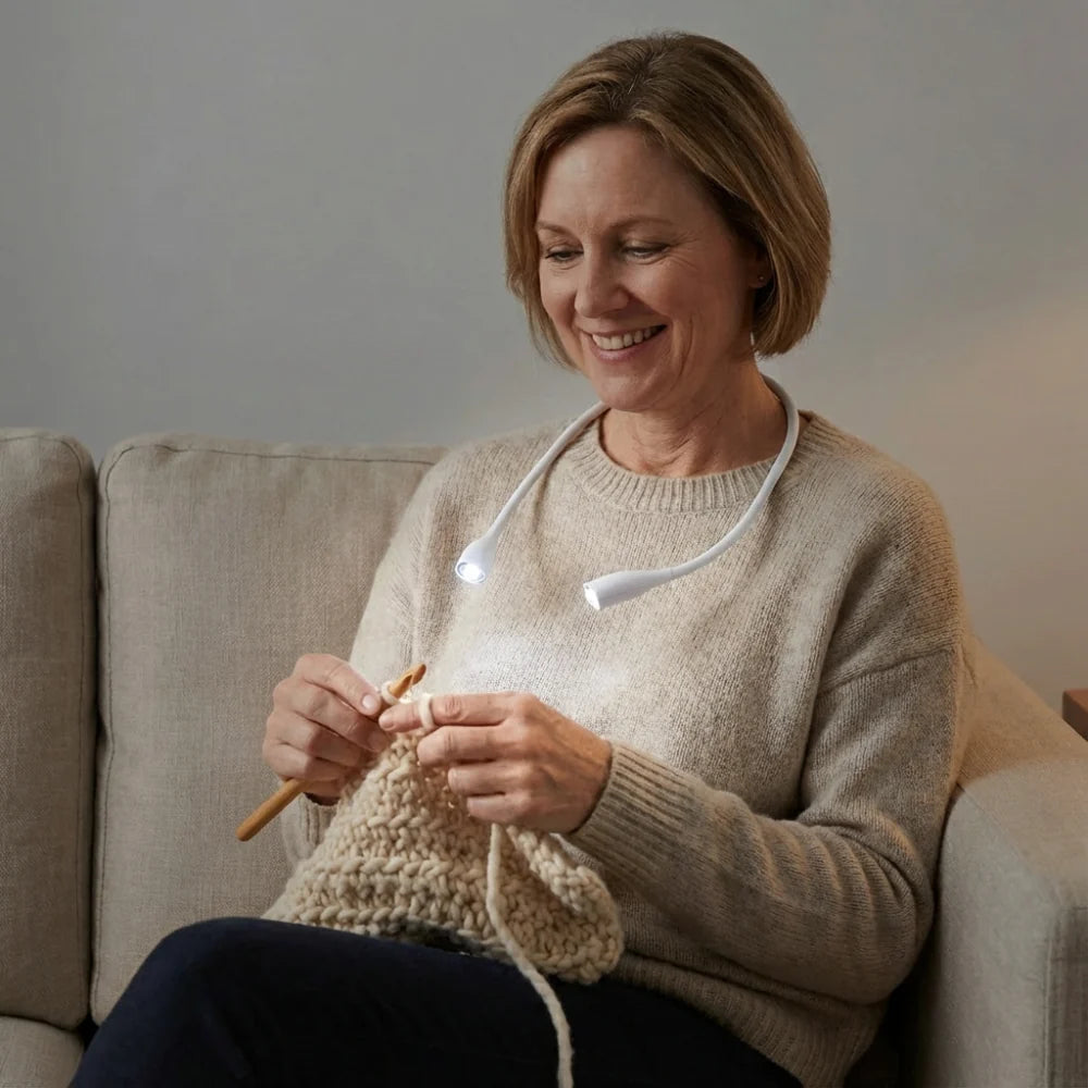 Handsfree LED-Halslampe til Håndarbejde | Genopladelig & 3 Lysindstillinger