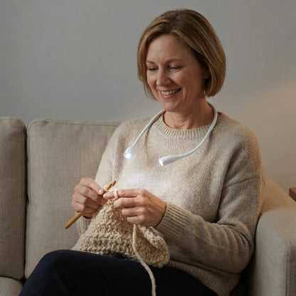 Handsfree LED-Halslampe til Håndarbejde | Genopladelig & 3 Lysindstillinger