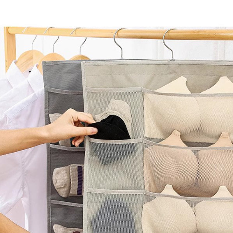 SilkEase™ Dobbeltsidet Hængende Garderobe-Organiser | Smart Opbevaring til Undertøj & Strømper