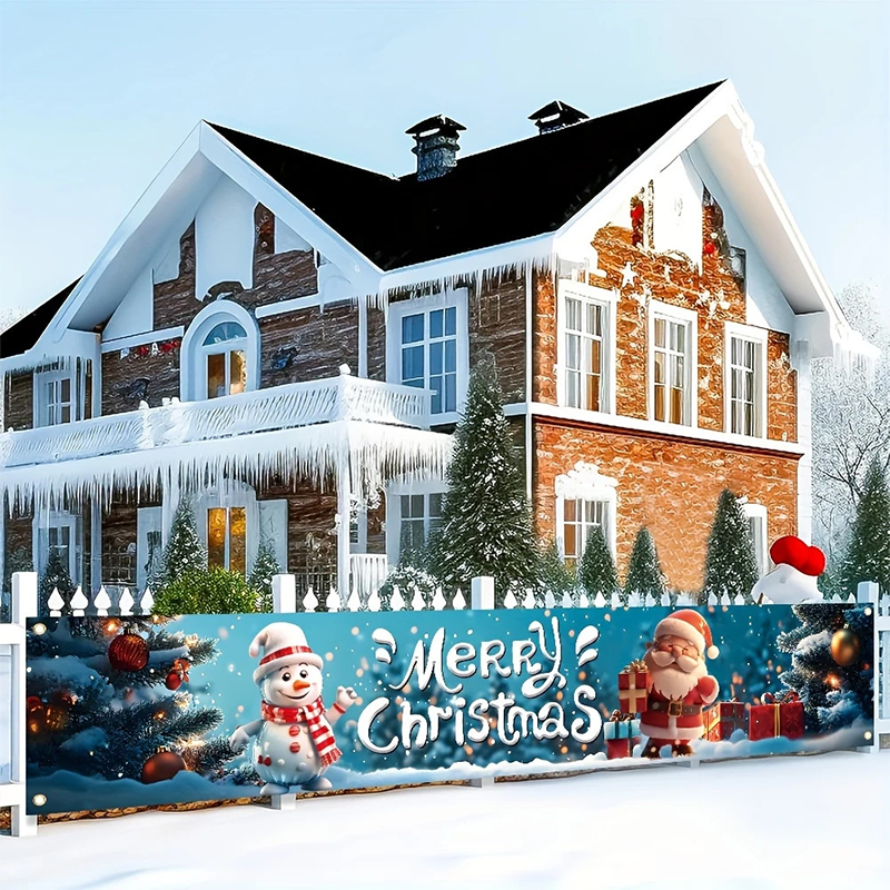 OmniLiving™ Stort Udendørs Julebanner "Glædelig Jul" | Vejrbestandig Havedekoration